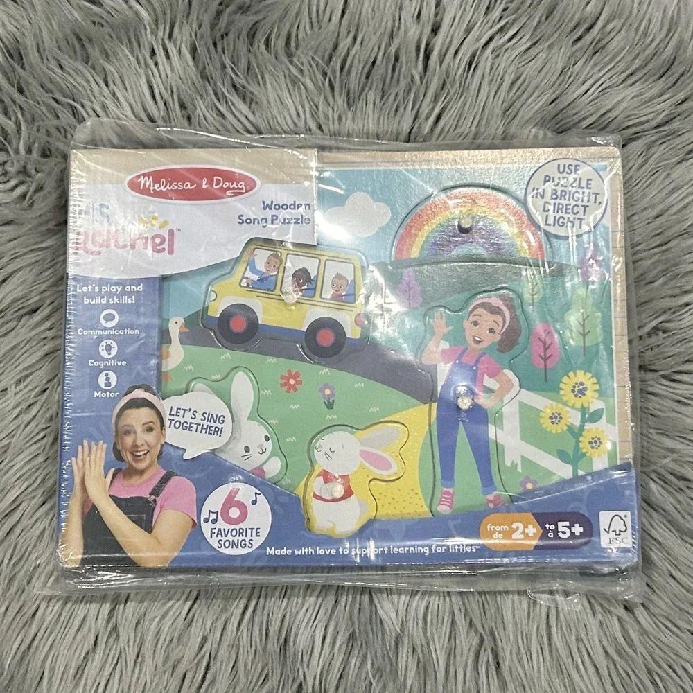 Ms. Rachel Melissa & Doug‎ Wooden Song Peg Puzzle Toys 6-Piece Light-Activated